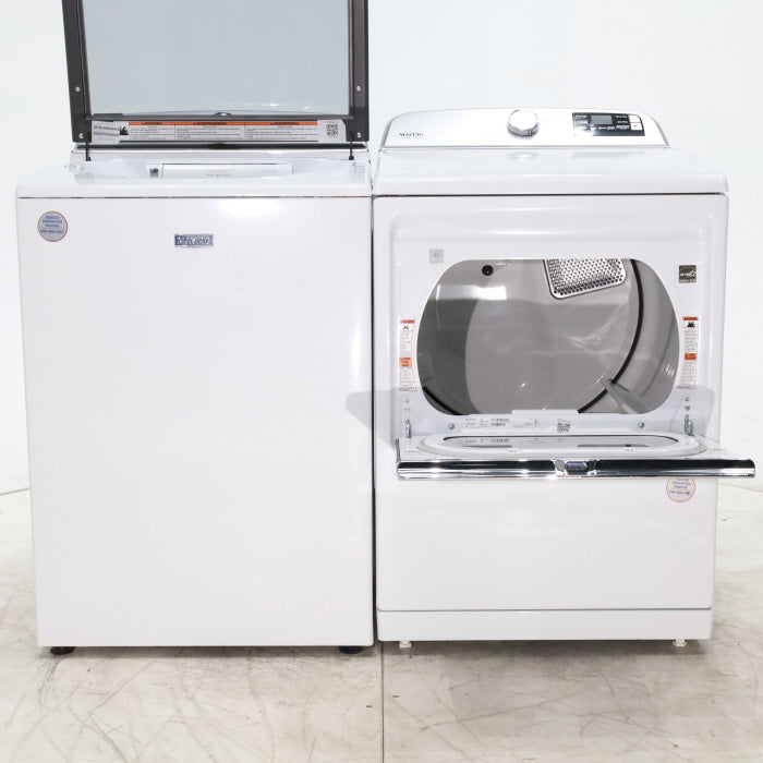 Pictures of Maytag 5.3 cu. ft. Smart Capable ENERGY STAR Top Load Washing Machine with Extra Power Button and  ENERGY STAR Smart Capable 7.4 cu. ft. Electric Steam Dryer with Extra Power Button - Scratch & Dent - Minor - Neu Appliance Outlet - Discount Appliance Outlet in Austin, Tx