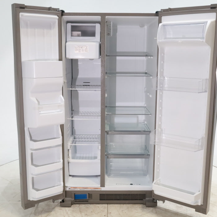 Pictures of 33 in. Wide Fingerprint-Resistant Stainless Steel Whirlpool 21.4 cu. ft. Side by Side Refrigerator with In Door Ice and Water Dispenser - Scratch & Dent - Minor - Neu Appliance Outlet - Discount Appliance Outlet in Austin, Tx