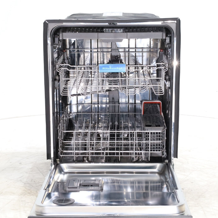 Pictures of 24 in. KitchenAid PrintShield ENERGY STAR Stainless Steel Built-In Front Control Tall Tub 39 dBA Dishwasher with Stainless Steel Tub - Scratch & Dent - Minor - Neu Appliance Outlet - Discount Appliance Outlet in Austin, Tx