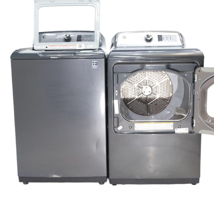 Pictures of Diamond Gray ENERGY STAR GE 5.0 cu. ft. Top Load Washing Machine with Water Station and ENERGY STAR GE 7.4 cu. ft. Steam Electric Dryer with My Cycle - Certified Refurbished - Neu Appliance Outlet - Discount Appliance Outlet in Austin, Tx
