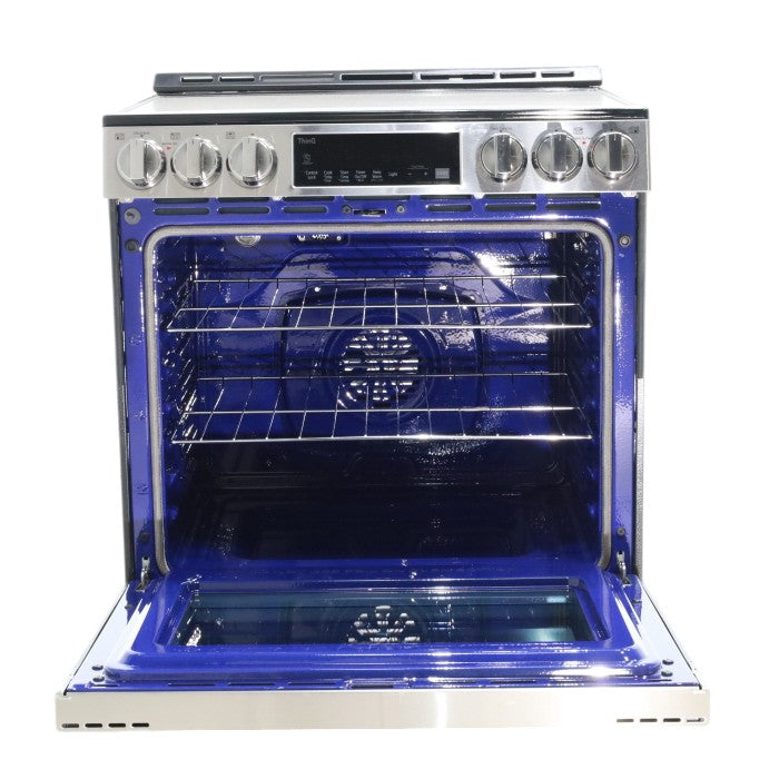 Pictures of PrintProof Stainless Steel LG 6.3 cu. ft. 5 Element Radiant Ceramic Glass Cooktop Slide-In Electric Range with Air Fry - Open Box - Neu Appliance Outlet - Discount Appliance Outlet in Austin, Tx