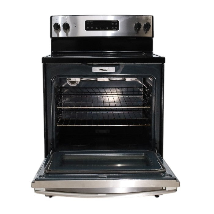 Pictures of GE Stainless Steel & Black Free-Standing Electric Range with 8" Power Boil Element - Certified Refurbished - Neu Appliance Outlet - Discount Appliance Outlet in Austin, Tx
