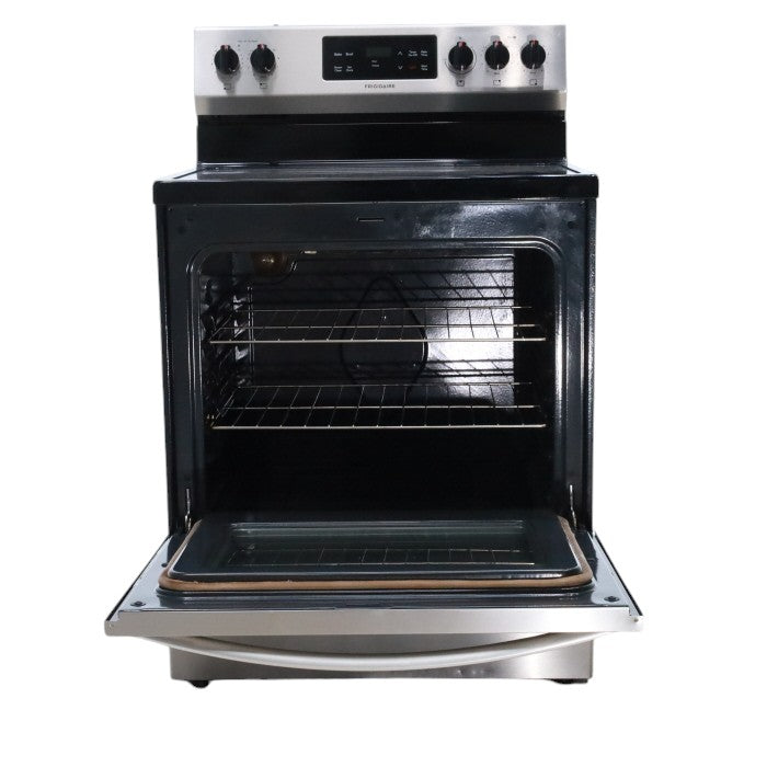 Pictures of Fingerprint Resistant Stainless Steel Frigidaire 30-in Glass Top 5 Elements 5.4-cu ft Steam Cleaning Freestanding Electric Range  - Certified Refurbished - Neu Appliance Outlet - Discount Appliance Outlet in Austin, Tx
