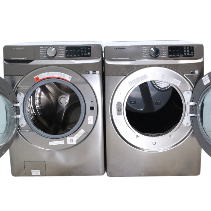 Pictures of Platinum ENERGY STAR Samsung 4.5 cu. ft. Front Load Washer with WiFi Connectivity and Platinum Samsung 7.5 cu. ft. Front Load Electric Dryer with Steam - Scratch and Dent - Minor - Neu Appliance Outlet - Discount Appliance Outlet in Austin, Tx