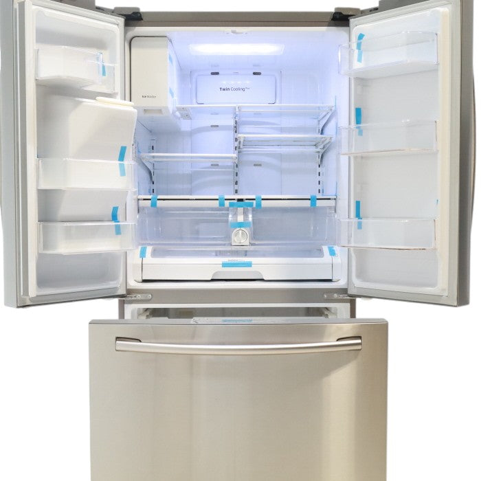 Stainless Steel ENERGY STAR Samsung 24.6 cu. ft. 3 Door French Door Refrigerator with External Water and Ice Dispenser - Certified Refurbished