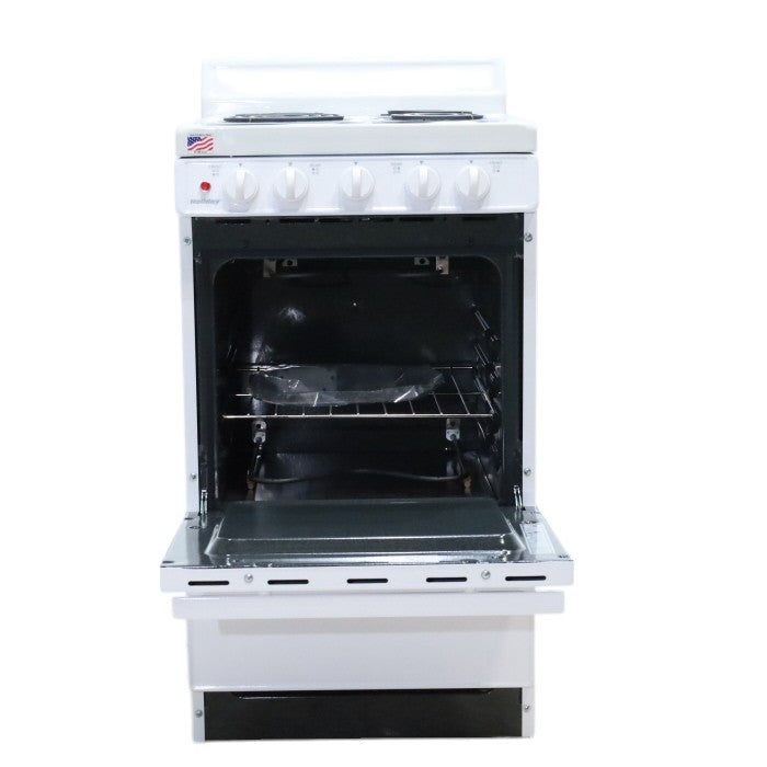 Pictures of Holiday White 20-in 4 Burners 2.4-cu ft Freestanding Electric Range EAK10MOO - Open Box - Neu Appliance Outlet - Discount Appliance Outlet in Austin, Tx
