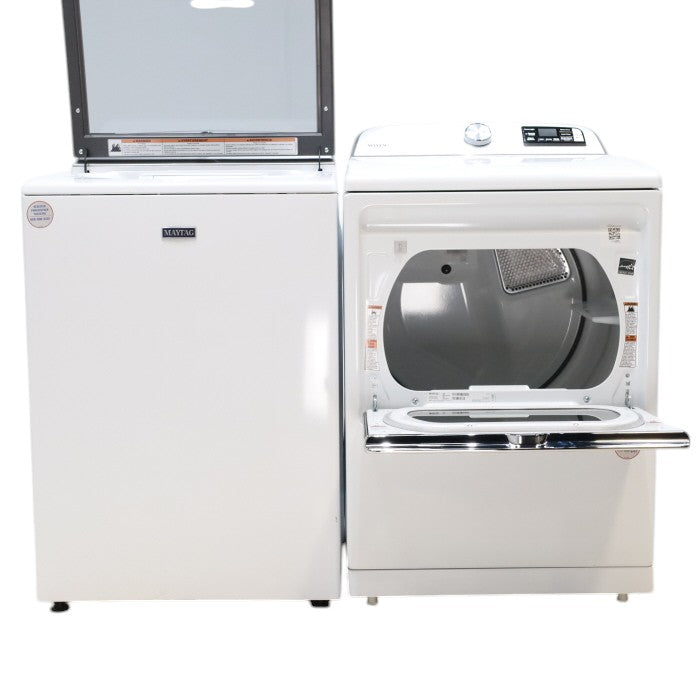 Pictures of Maytag ENERGY STAR 5.2 cu. ft. Top Load Agitator Washing Machine with Extra Power Button and ENERGY STAR Maytag Smart Capable 7.4 cu. ft. Electric Steam Dryer with Extra Power Button - Scratch & Dent - Minor - Neu Appliance Outlet - Discount Appliance Outlet in Austin, Tx