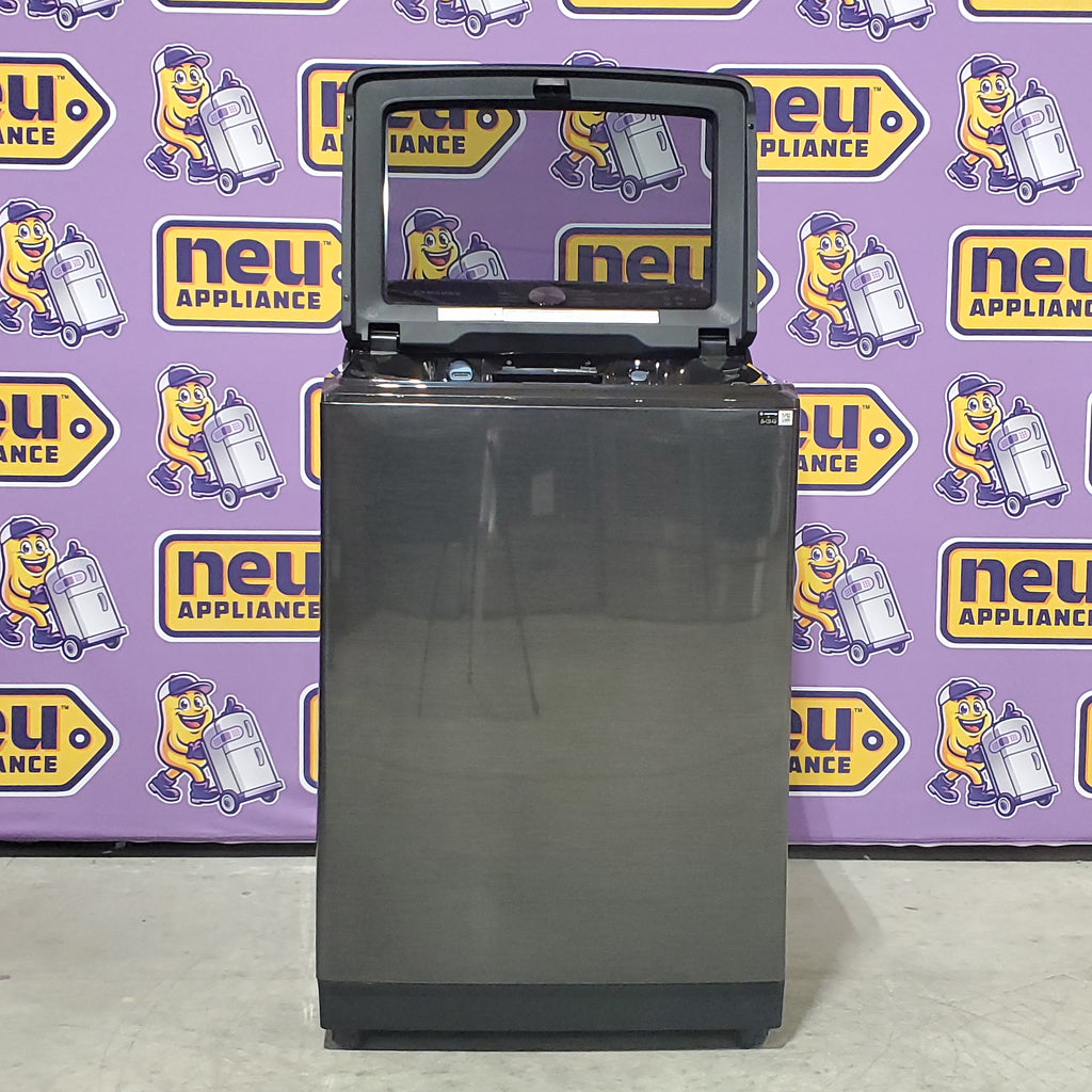 Samsung 5.5 cu.ft. Extra-Large Capacity Smart Top Load Washer with Super Speed Wash in Brushed Black 5SD229 - WA55CG7100AV - Scratch & Dent (Minor)