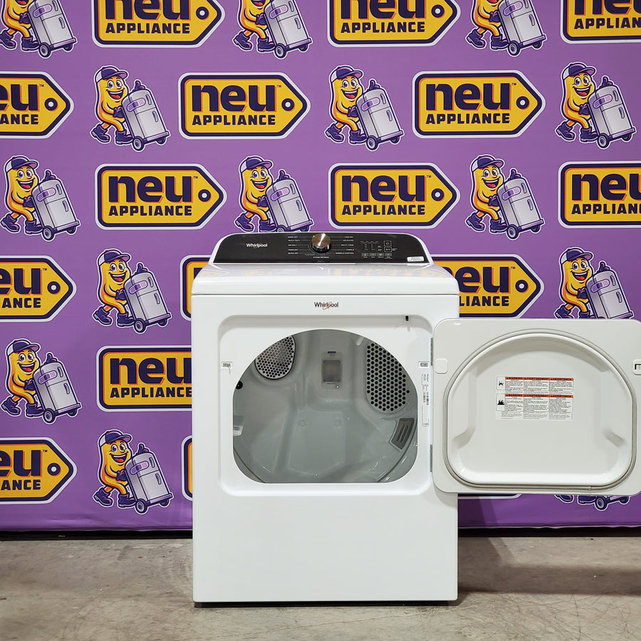 Whirlpool 4.6 Cu. Ft. Top Load Impeller Washer with Built-in Faucet WTW5020SW - Scratch & Dent (Moderate) and Whirlpool® 7.0 Cu. Ft. Electric Dryer with Moisture Sensor and Steam Refresh Cycle 16144 - WED6150PW - Open Box