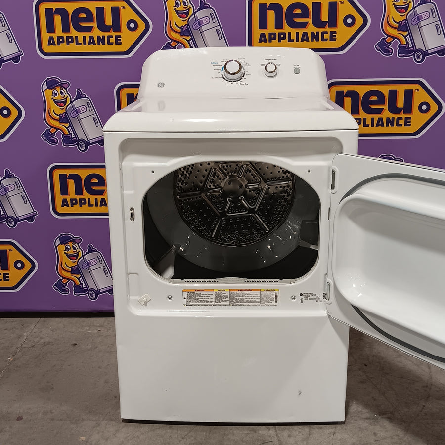 GE White Top Load 4.0 Cu. Ft. Capacity Washer with Stainless Steel Wash Basket GTW325ASWWW - New in Box and GE® 7.2 cu. ft. Capacity Aluminized Alloy Drum Electric Dryer 16236 - GTD33EASKWW - Certified Refurbished
