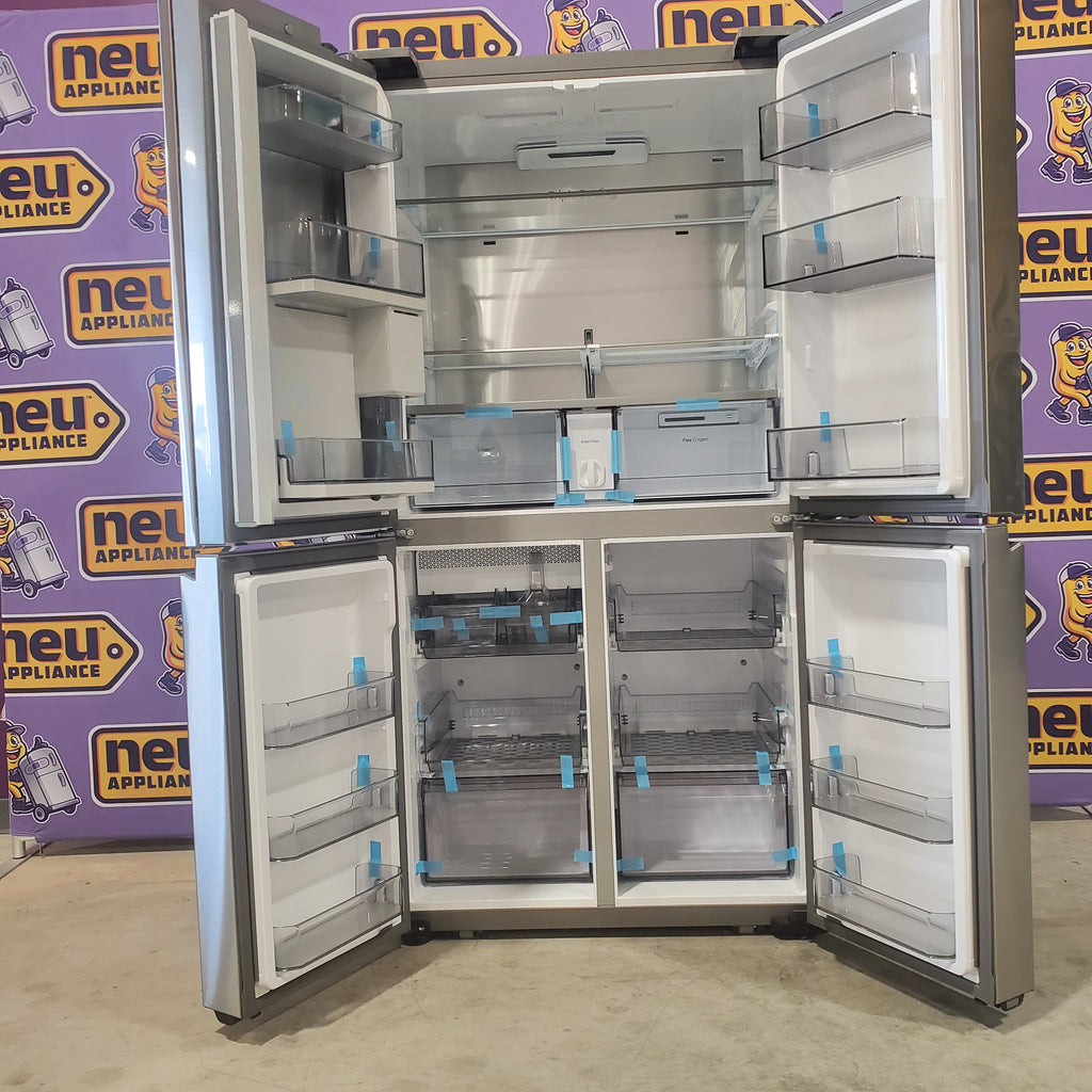 Pictures of Counter Depth Fingerprint Resistant Stainless Steel ENERGY STAR Samsung 22.8 cu. ft. 4 Door Flex Refrigerator with Beverage Center - Scratch & Dent - Major - Neu Appliance Outlet - Discount Appliance Outlet in Austin, Tx