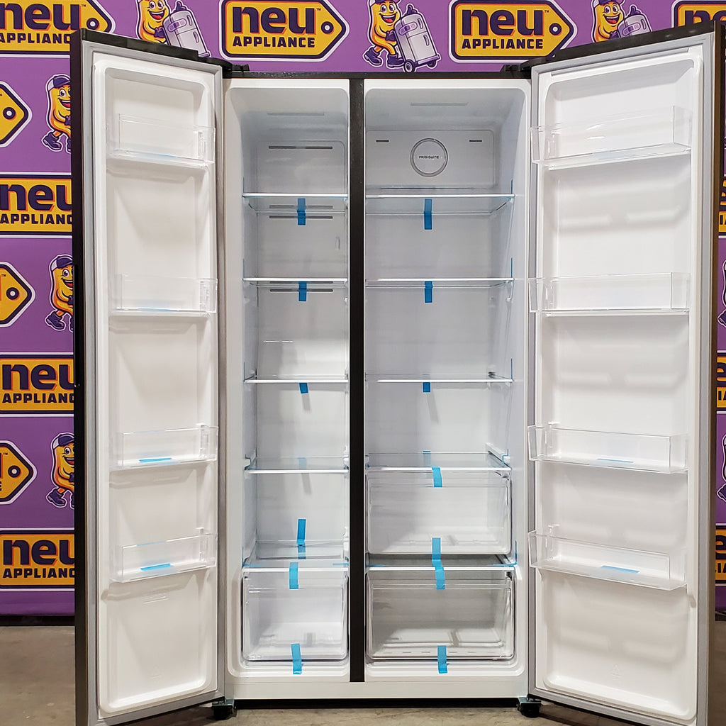 Pictures of Frigidaire 21 Cu. Ft. Counter-Depth Side-by-Side Refrigerator in Fingerprint-Resistant Stainless Steel - 3SD430 - FRSG2115AV - Scratch & Dent (Moderate) - Neu Appliance Outlet - Discount Appliance Outlet in Austin, Tx