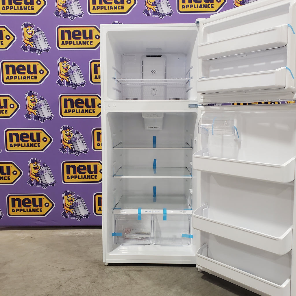 Pictures of Frigidaire Top Freezer 18 Cu. Ft. Capacity Refrigerator with Spacious Interior Storage and Bright LED Lighting in White FFHT1822UW - 3SD372 - Scratch and Dent (Moderate) - Neu Appliance Outlet - Discount Appliance Outlet in Austin, Tx