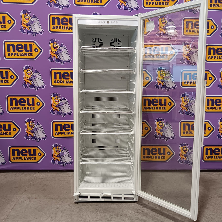 SOZT 23.54 in. Single Zone 588-Cans Commercial Beverage Cooler in White with Adjustable Shelves and LED Lights FM24WS - Scratch & Dent (Moderate)