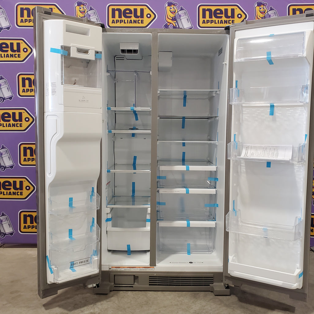 Pictures of Maytag 25 cu. ft. Side by Side Refrigerator with Exterior Ice and Water Dispenser in Fingerprint Resistant Stainless Steel MSS25C4MGZ - Scratch & Dent (Moderate) - Neu Appliance Outlet - Discount Appliance Outlet in Austin, Tx