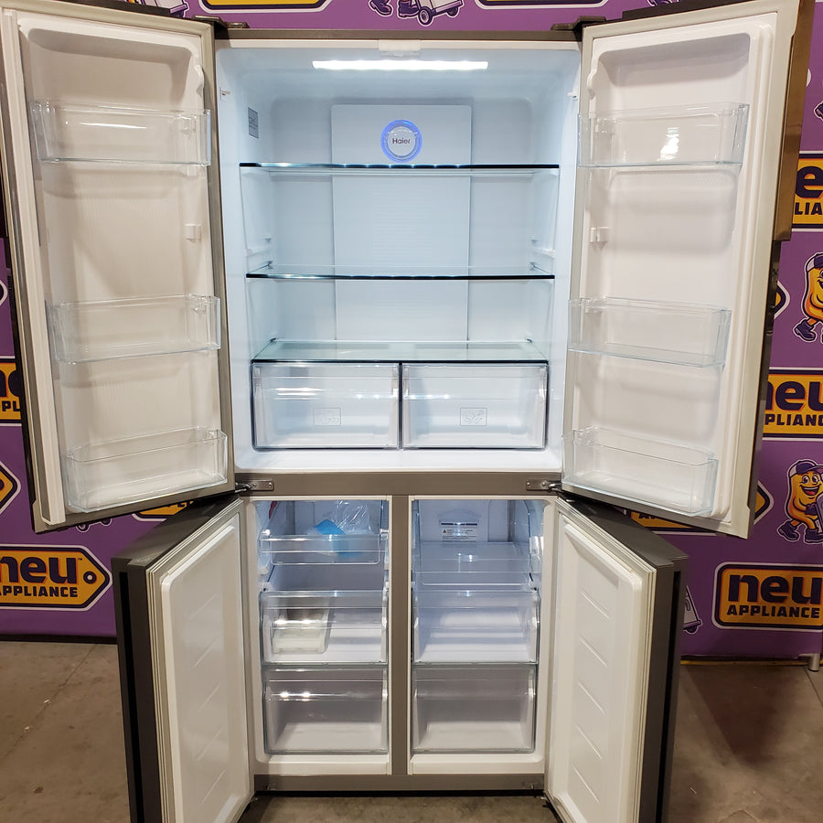 Haier 16.8 cu. ft. Counter Depth French Door Refrigerator in Stainless Steel QHE16HYPFS - Scratch & Dent (Major)