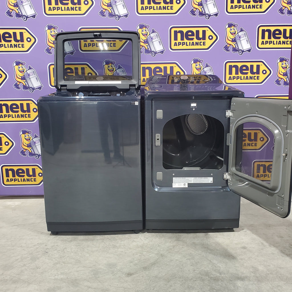 Pictures of Samsung 5.4 cu. ft. Smart Top Load Washer with Pet Care Solution and Super Speed Wash WA54CG7150AD - Open Box and 7.4 cu. ft. Smart Vented Electric Dryer with Pet Care Dry and Steam Sanitize+ 16040 - DVE54CG7150D - Scratch & Dent (Minor) - Neu Appliance Outlet - Discount Appliance Outlet in Austin, Tx