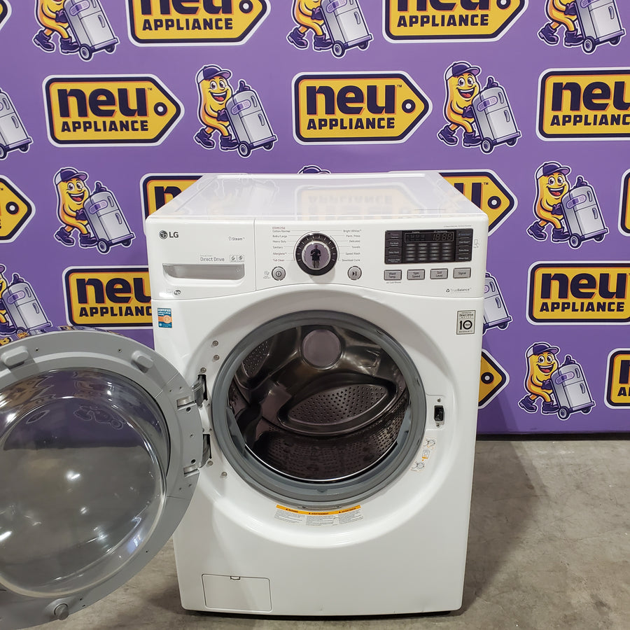 LG TurboWash 4.3 Cu. Ft. 12-Cycle High-Efficiency Steam Front-Loading Washer WM3570HWA - Scratch & Dent (Moderate) and LG 7.4 cu. ft. ENERGY STAR Electric Vented Dryer with Sensor Dry and SmartThinQ Technology 15036 - DLE3400W - Scratch & Dent (Minor)