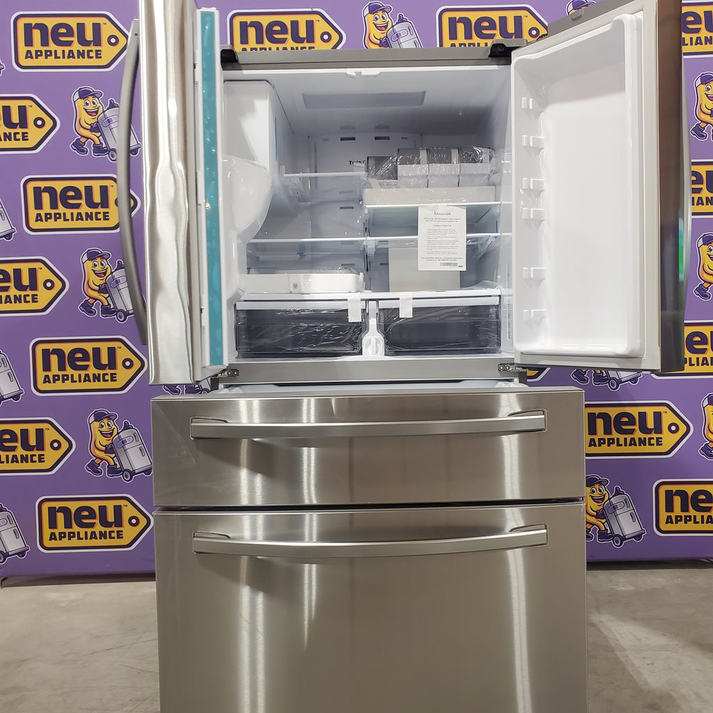 Pictures of Samsung 28-cu ft 4-Door ENERGY STAR Smart French Door Refrigerator with Ice Maker in Fingerprint Resistant Stainless Steel 4SD409 - RF28R7201SR - Scratch and Dent (Minor) - Neu Appliance Outlet - Discount Appliance Outlet in Austin, Tx