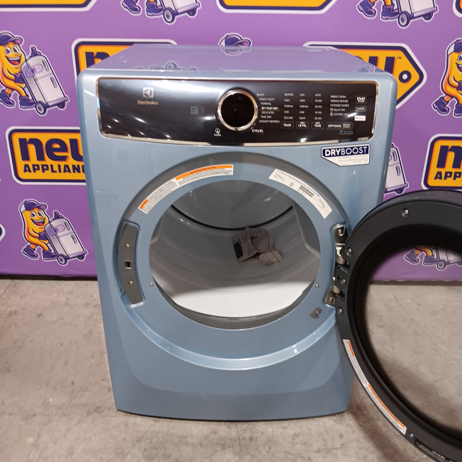 Electrolux Glacier Blue 400 Series Electric 8.0 Cu. Ft. Dryer with Perfect Steam Option and Extended Tumble 22137SD379 - ELFE7437AG - Scratch & Dent (Minor)