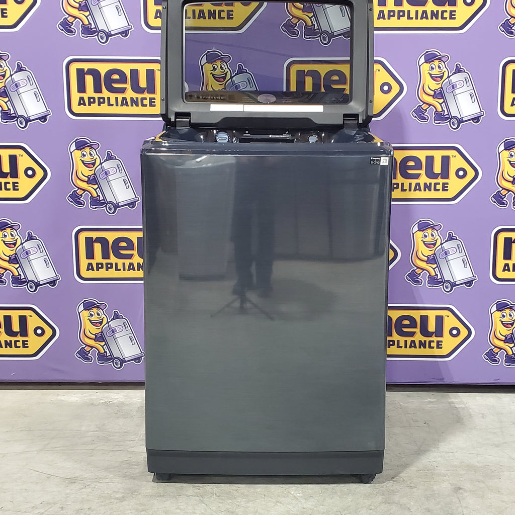 Pictures of Samsung 5.4 cu. ft. Smart Top Load Washer with Pet Care Solution and Super Speed Wash WA54CG7150AD - Open Box and 7.4 cu. ft. Smart Vented Electric Dryer with Pet Care Dry and Steam Sanitize+ 16040 - DVE54CG7150D - Scratch & Dent (Minor) - Neu Appliance Outlet - Discount Appliance Outlet in Austin, Tx