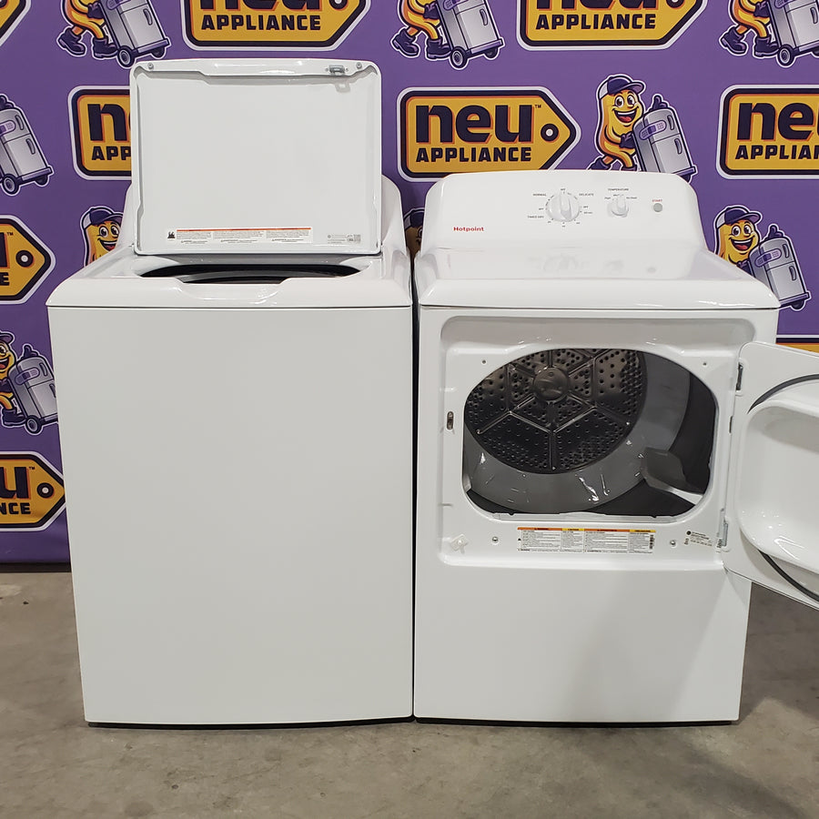 Hotpoint® 4.0 cu. ft. Capacity Washer with Cold Plus and Water Level Control HTW265ASWWW - Scratch & Dent (Minor) and Hotpoint® 6.2 cu. ft. vented Electric Dryer with Auto Dry 16140 - HTX26EASWWW - Scratch & Dent (Minor)
