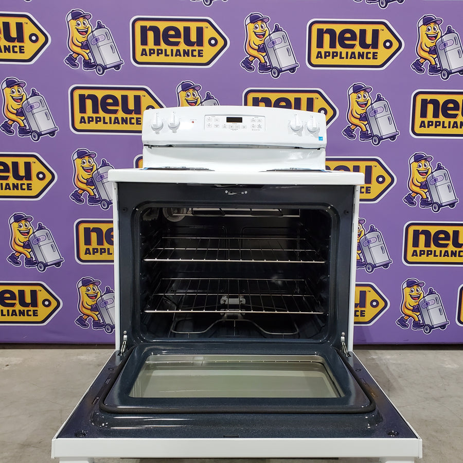 GE 5.0 cu. ft. Freestanding 4 Heating Element Electric Range with Dual Element Baking in White 25CR195 - JB256DMWW - Scratch & Dent - Minor