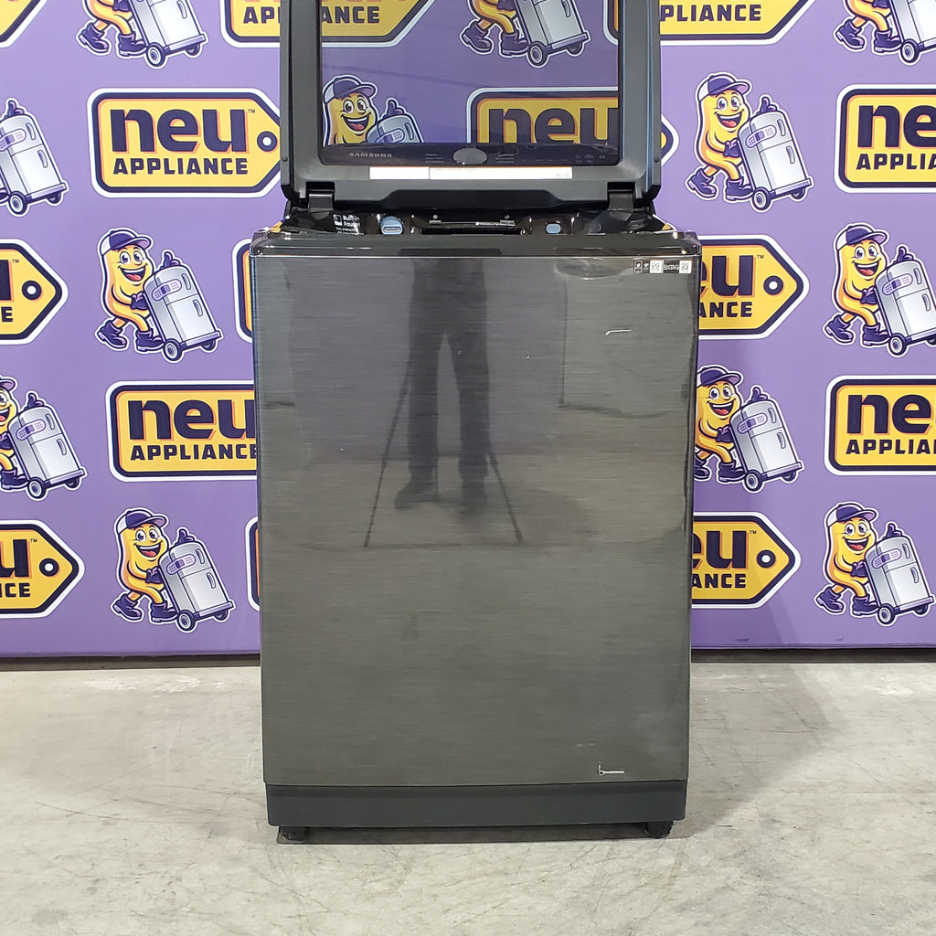 Pictures of Samsung 5.5 cu.ft. Extra-Large Capacity Smart Top Load Washer with Super Speed Wash in Brushed Black WA55CG7100AVUS - Scratch & Dent (Minor) - Neu Appliance Outlet - Discount Appliance Outlet in Austin, Tx