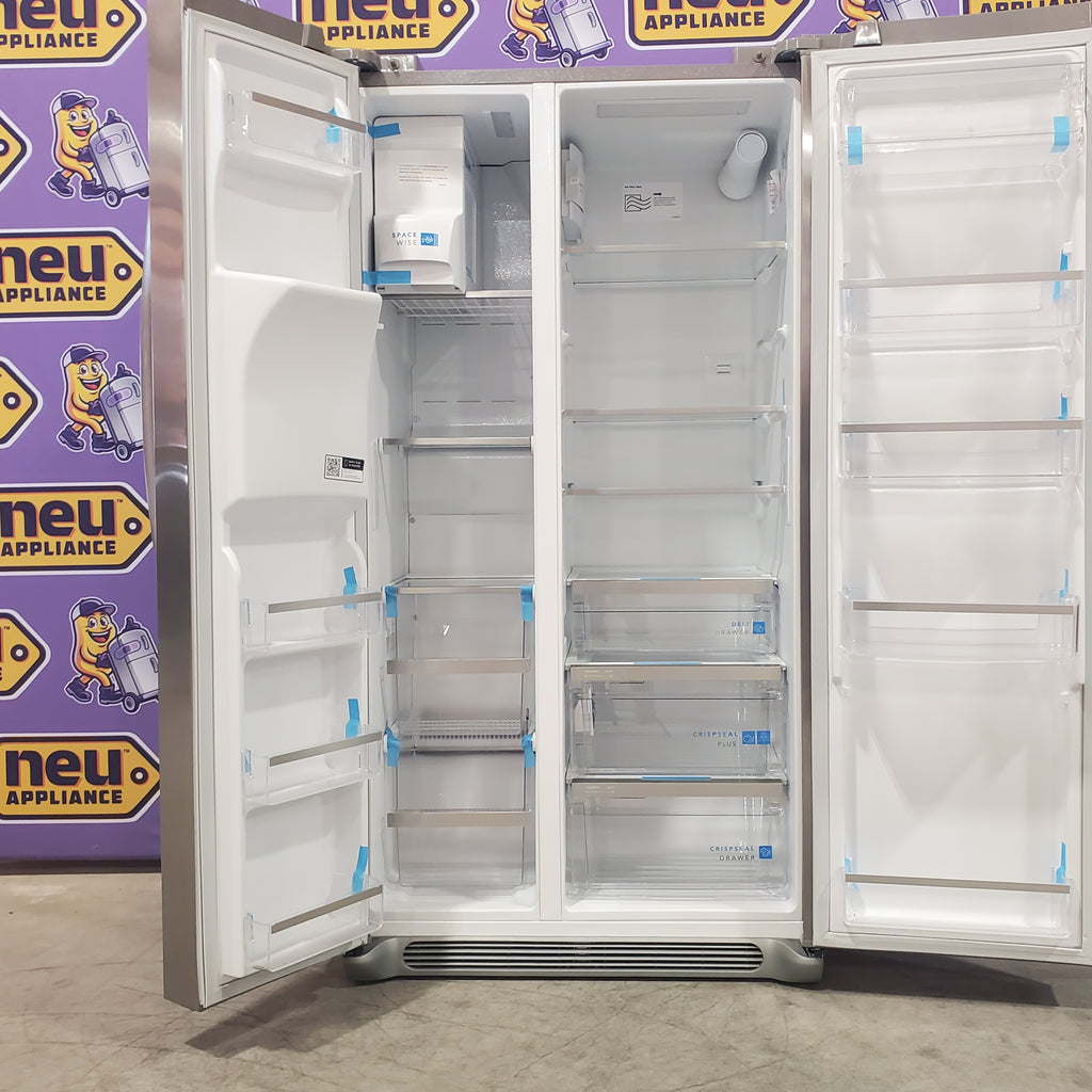 Pictures of Frigidaire Gallery 22.3-cu ft Counter-depth Side-by-Side Refrigerator with Ice Maker ENERGY STAR in Fingerprint Resistant Stainless Steel GRSC2352AF - 3SD495 - Open Box - Neu Appliance Outlet - Discount Appliance Outlet in Austin, Tx