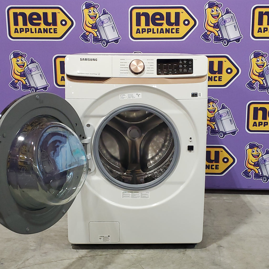 Pictures of Samsung Extra Large Capacity 5.0 cu. ft. Smart Front Load Washer in Ivory with Super Speed Wash and Steam Wi-Fi Connectivity 3SD726 - WF50BG8300AE - Open Box - Neu Appliance Outlet - Discount Appliance Outlet in Austin, Tx