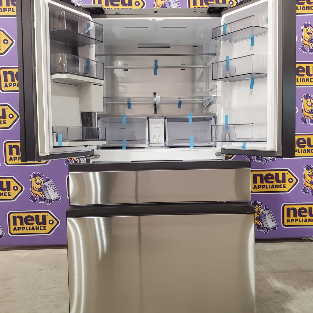 Pictures of Samsung Bespoke 29 cu. ft. 4-Door French Door Refrigerator with AI Family Hub™+ AI Vision Inside™ in Charcoal Glass and Stainless Steel 4SD407 - RF90F29AECRAA - Open Box - Neu Appliance Outlet - Discount Appliance Outlet in Austin, Tx