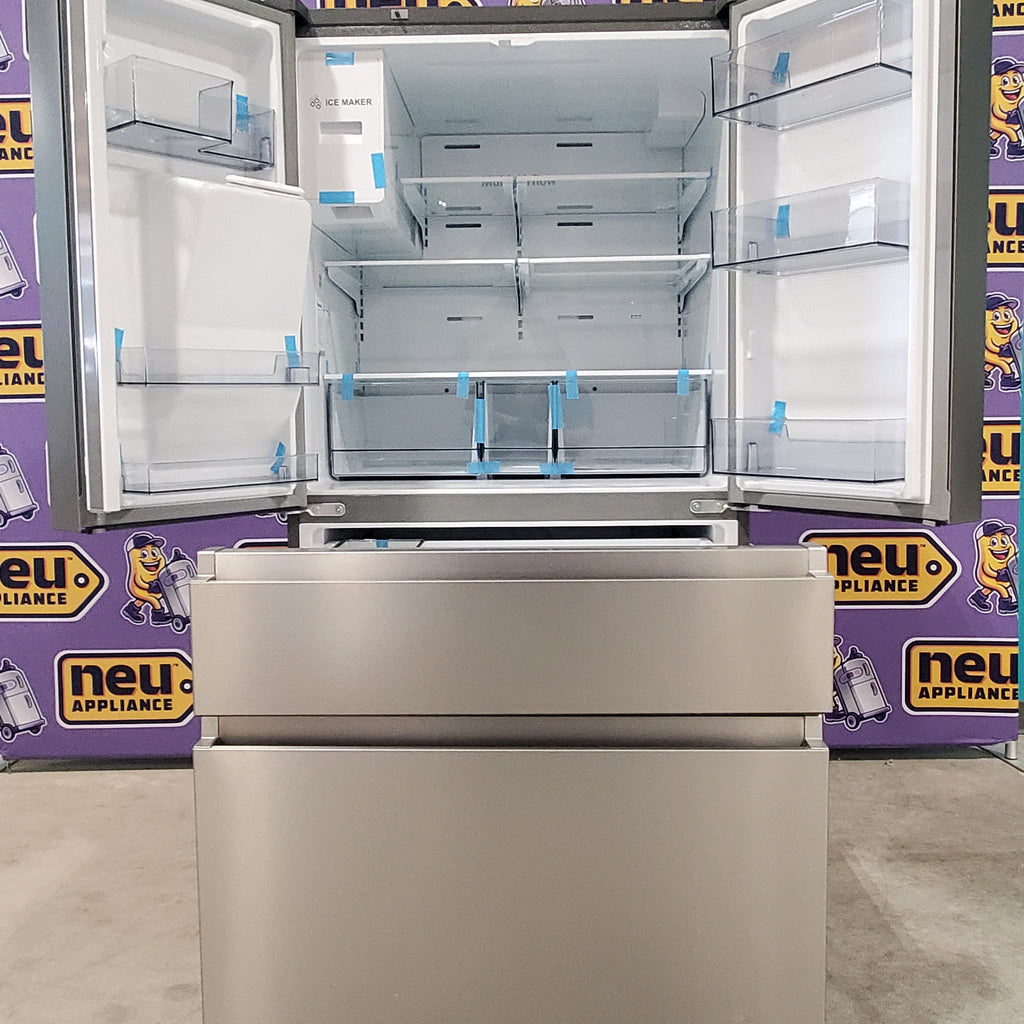 Pictures of Hisense PureFlat 25.6-cu ft 4-Door Smart French Door Refrigerator with Ice Maker, Water and Ice Dispenser (Stainless Steel) ENERGY STAR - Scratch and Dent (Minor) - Neu Appliance Outlet - Discount Appliance Outlet in Austin, Tx