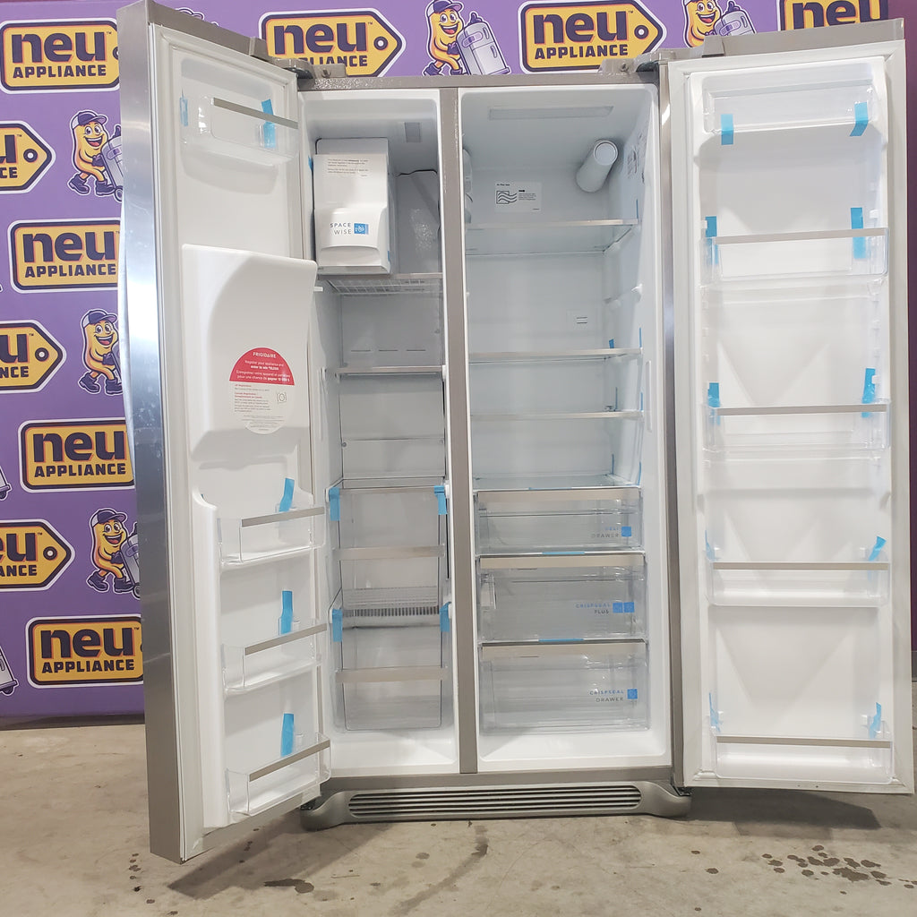 Pictures of Smudge Proof Stainless Steel ENERGY STAR Frigidaire Gallery 25.6 cu. ft. Side by Side Refrigerator with Exterior Water and Ice Dispenser - Scratch & Dent - Minor - Neu Appliance Outlet - Discount Appliance Outlet in Austin, Tx