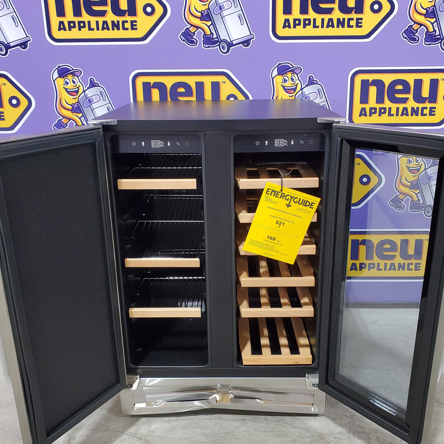 Velivi 24 in.Dual Zone 20-Wine Bottles and 88-Can Built-In and Freestanding with French Door Beverage Cooler in Stainless Steel 251315SD1077 - KMYL 120-2 - Scratch & Dent (Moderate)
