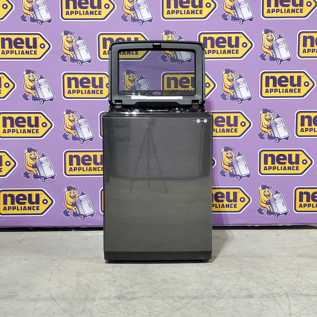 Pictures of Samsung 5.1 cu. ft. Smart Top Load Washer with ActiveWave™ Agitator and Super Speed Wash in Brushed Black 1CR0447 - WA51A5505AV - Certified Refurbished - Neu Appliance Outlet - Discount Appliance Outlet in Austin, Tx