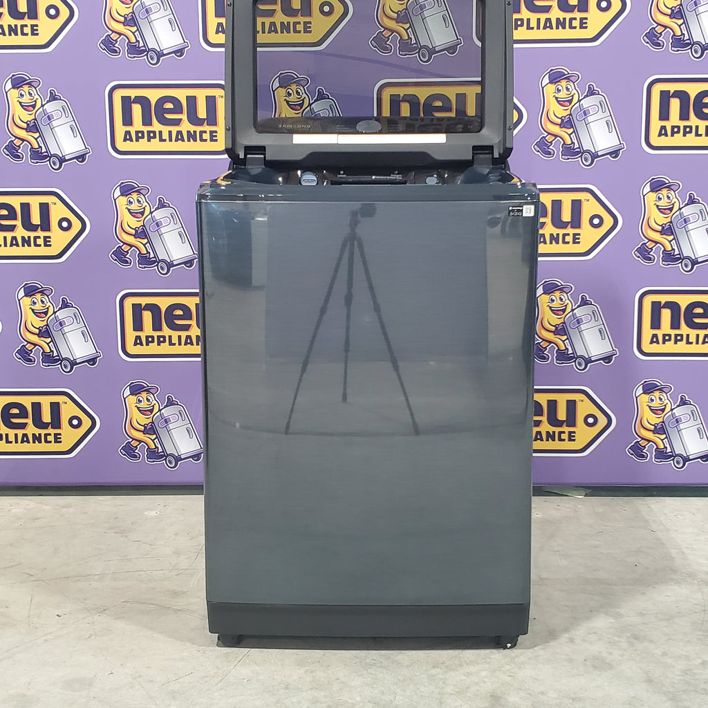 Pictures of Samsung Brushed Navy Blue 5.4 cu. ft. Smart Top Load Washer with Pet Care Solution and Super Speed Wash and 7.4 cu. ft. Smart Vented Electric Dryer with Pet Care Dry and Steam Sanitize+ - Scratch & Dent - Minor - Neu Appliance Outlet - Discount Appliance Outlet in Austin, Tx