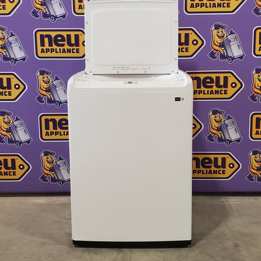 Pictures of Samsung 4.0 cu. ft. Top Load Washer with ActiveWave™ Agitator and Soft-Close Lid in White WA40A3005AW - Scratch & Dent (Minor) and Samsung 7.2 cu. ft. Electric Dryer with Sensor Dry in White 16029 - DVE45T3200W - Open Box - Neu Appliance Outlet - Discount Appliance Outlet in Austin, Tx