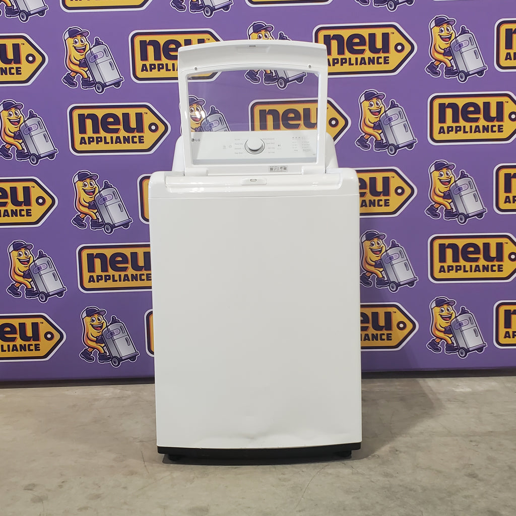 Pictures of ENERGY STAR LG 4.1 cu. ft. Top Load Washing Machine with 4-Way Agitator WT6105CW and ENERGY STAR LG 7.3 cu. ft. Electric Dryer with Smart Diagnosis DLE6100W - Scratch & Dent (Minor) - Neu Appliance Outlet - Discount Appliance Outlet in Austin, Tx