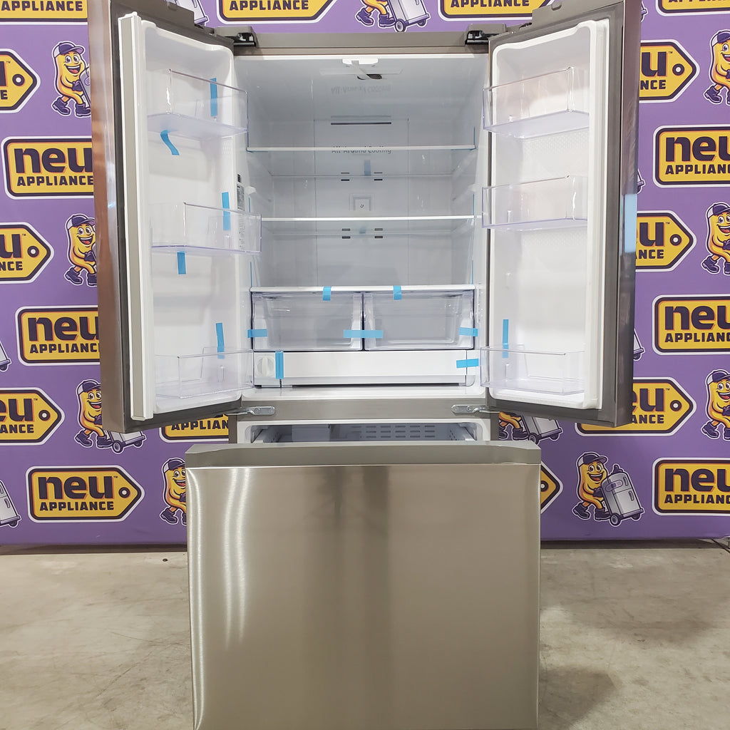 Pictures of Samsung 30 in. Wide 22 cu. ft. ENERGY STAR 3 Door French Door Refrigerator with Exterior Water and Ice Dispenser in Fingerprint Resistant Stainless Steel 4SD403 - RF22A4221SR - Scratch & Dent (Moderate) - Neu Appliance Outlet - Discount Appliance Outlet in Austin, Tx