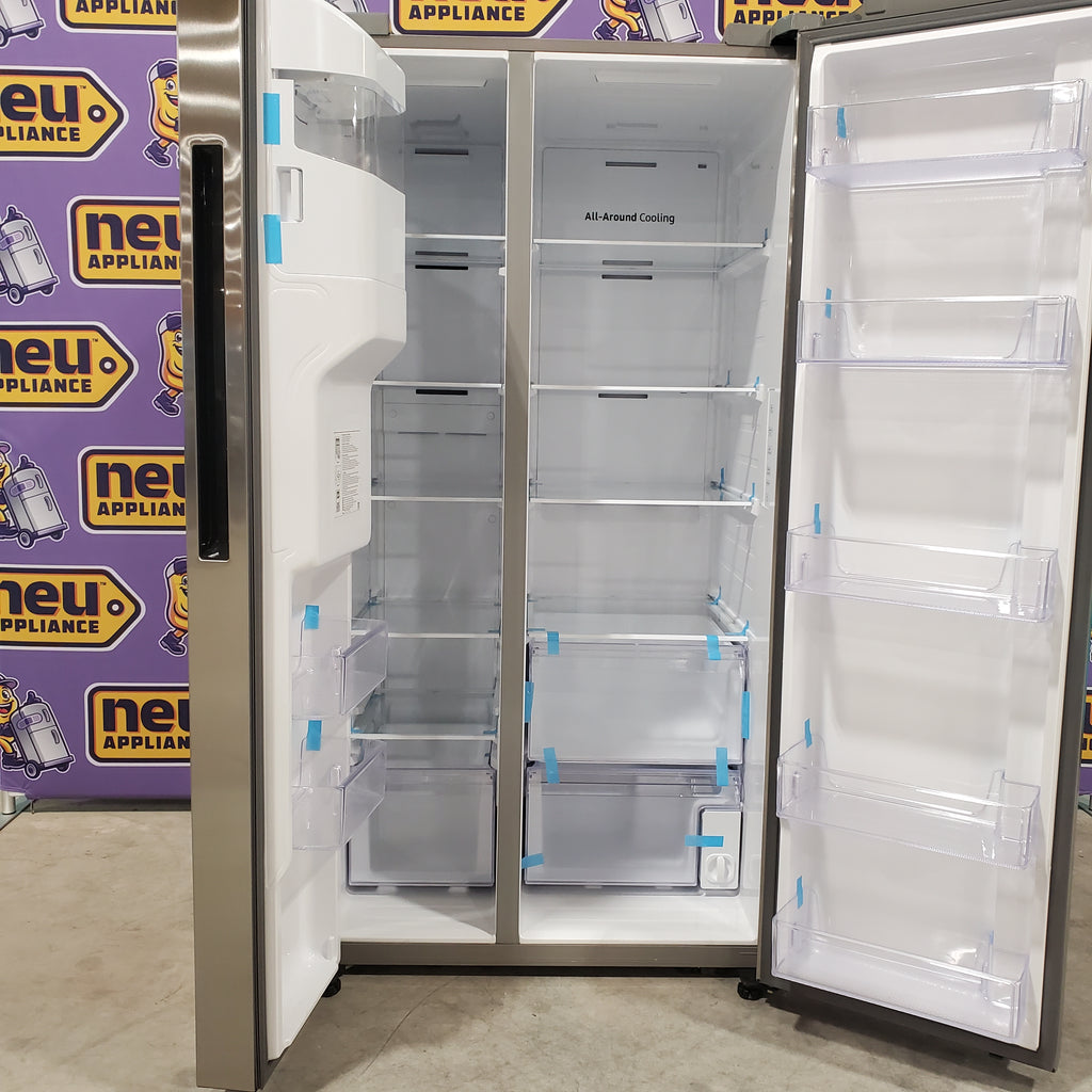 Pictures of Samsung Stainless Steel Large Capacity Side-by-Side 27.4 Cu. Ft. Refrigerator with Ice and Water Dispenser and LED Lighting RS27T5200SR - Scratch and Dent (Minor) - Neu Appliance Outlet - Discount Appliance Outlet in Austin, Tx