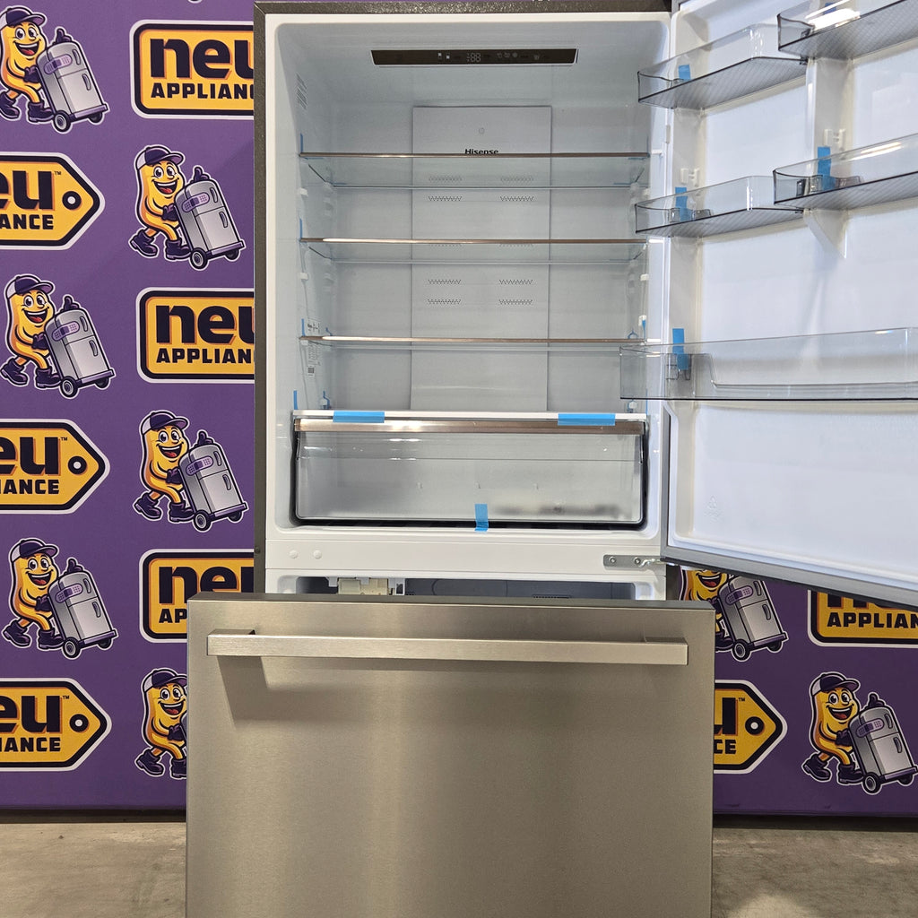 Pictures of 33" Wide Counter Depth Hisense ENERGY STAR 17.2-cu ft Bottom-Freezer Refrigerator with Ice Maker in Fingerprint Resistant Stainless Steel - Open Box - Neu Appliance Outlet - Discount Appliance Outlet in Austin, Tx