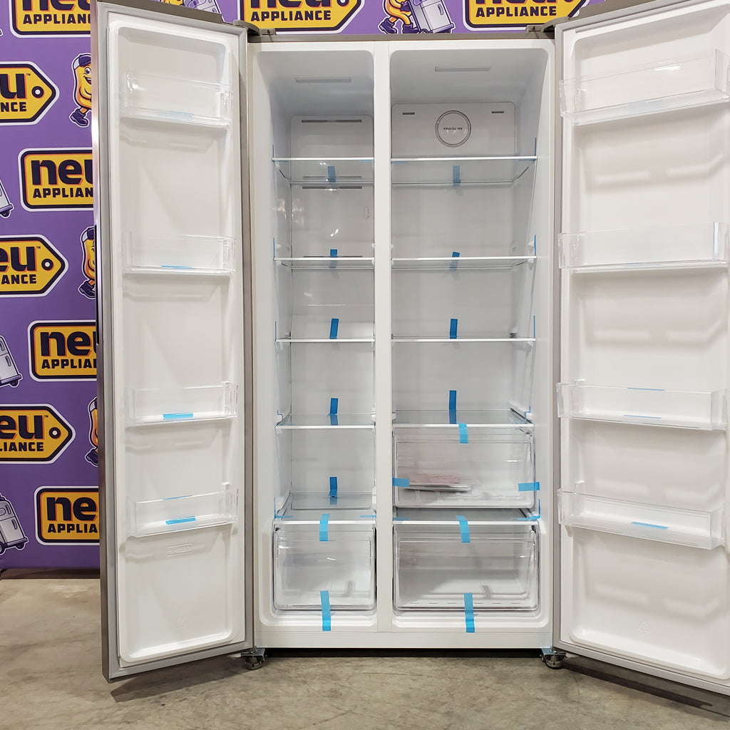 Pictures of Frigidaire 21 Cu. Ft. Counter-Depth Side-by-Side Refrigerator in Fingerprint-Resistant Stainless Steel 3SD421 - FRSG2115AV - Scratch & Dent (Moderate) - Neu Appliance Outlet - Discount Appliance Outlet in Austin, Tx