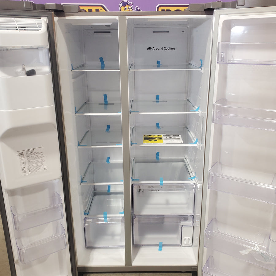 Samsung 27.4-cu ft Side-by-Side Refrigerator with Ice Maker in Fingerprint Resistant Stainless Steel 22131SD106 - RS27T5200SR - Scratch & Dent (Minor)