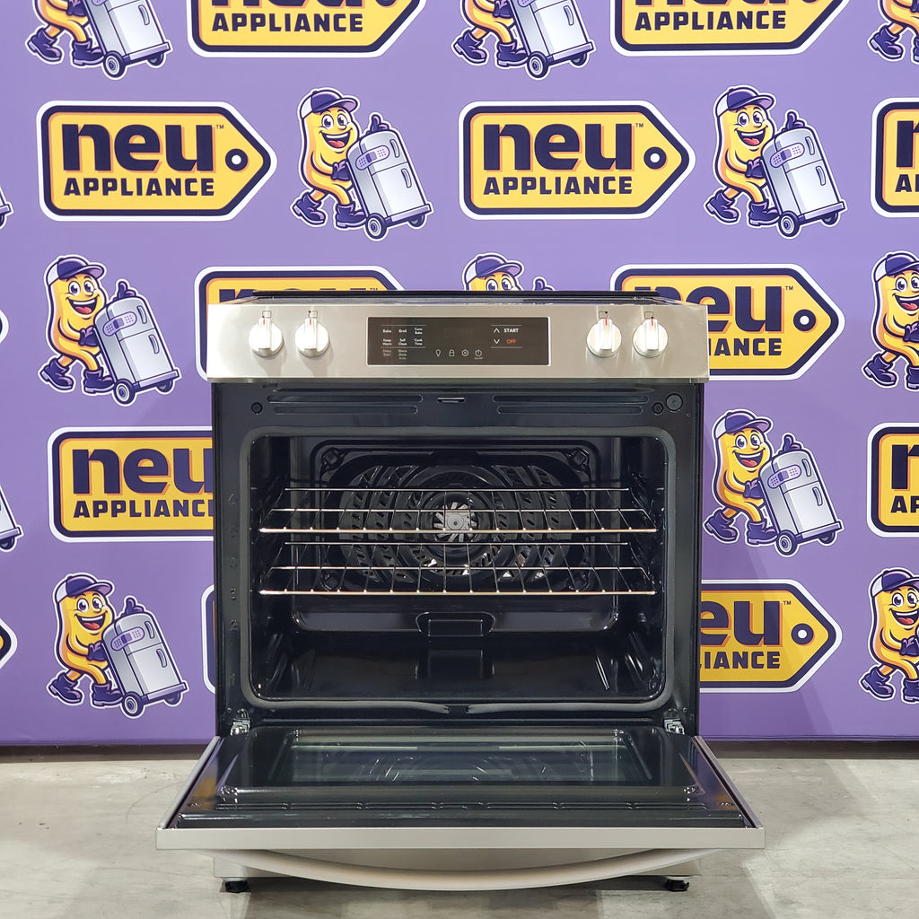 Pictures of Stainless Steel Frigidaire 30-in Glass Top 5 burner Slide-In Electric Range with 5.3-cu ft Convection Oven FCFE308LAF - Open Box - Neu Appliance Outlet - Discount Appliance Outlet in Austin, Tx