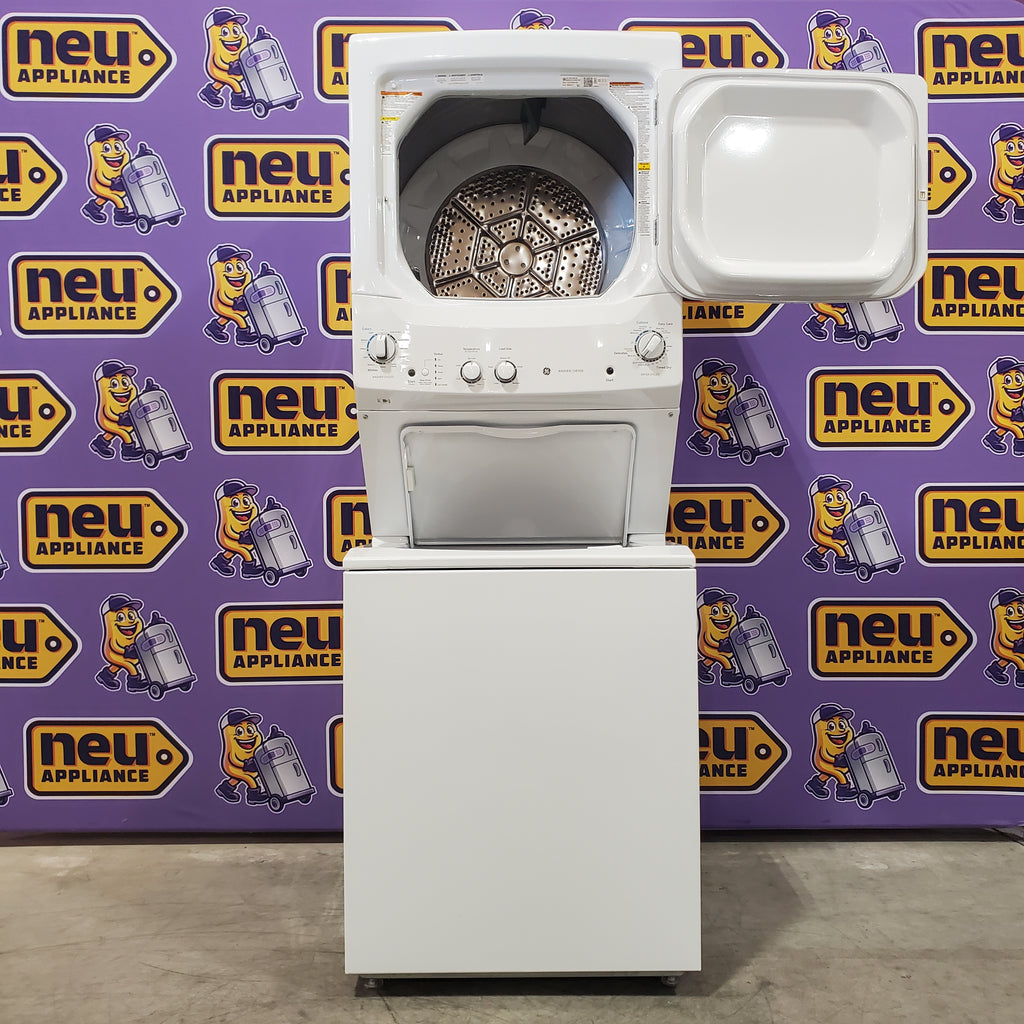Pictures of GE Unitized Spacemaker® 3.8 cu. ft. Capacity Washer with Stainless Steel Basket and 5.9 cu. ft. Capacity Electric Dryer 3SD715 - GUD27ESSMWW - Open Box - Neu Appliance Outlet - Discount Appliance Outlet in Austin, Tx