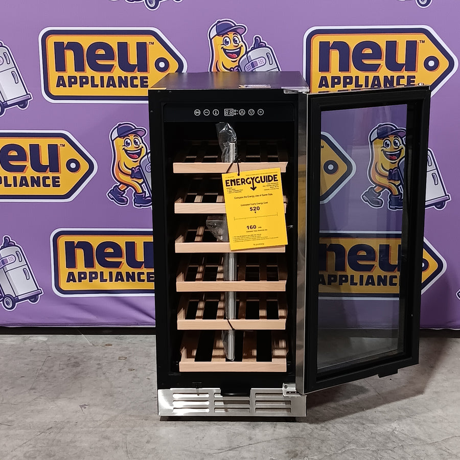 SIMZLIFE 15 in. Single Zone 28-Bottle Built-in/ Freestanding Wine Cooler in Black, Adjustable Shelves, Temperature Memory 25135SD589 - WC-03 - Scratch & Dent (Minor)