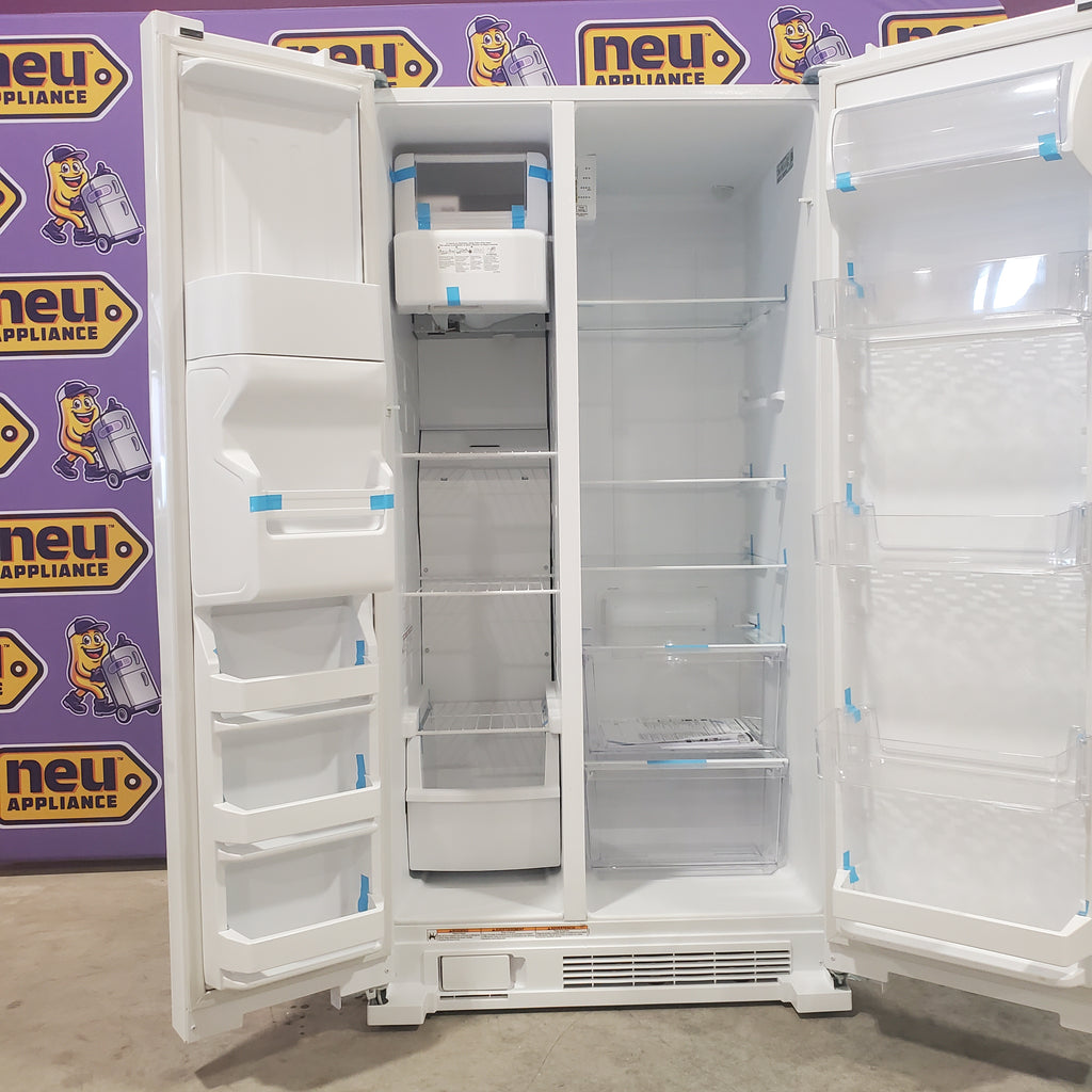 Pictures of Amana White 36 Inch Side by Side 24.6 Cu. Ft. Counter Depth Refrigerator with Dual Pad External Ice Dispenser and Water Dispenser ASI2575GRW - Scratch and Dent (Minor) - Neu Appliance Outlet - Discount Appliance Outlet in Austin, Tx