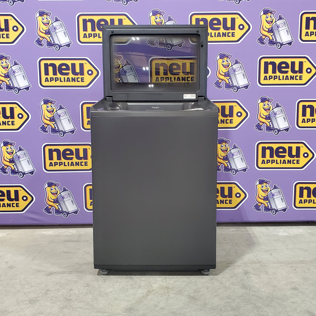 Pictures of LG 5.3 cu. ft. Smart Top Load Washer with 4-Way® Agitator, TurboWash3D Technology, and AI Sensing EasyUnload™ WT8405CB - Open Box and LG 7.3 cu. ft. Rear Control Electric Dryer with LG EasyLoad™ Door and AI Sensing DLE8400BE - Open Box - Neu Appliance Outlet - Discount Appliance Outlet in Austin, Tx