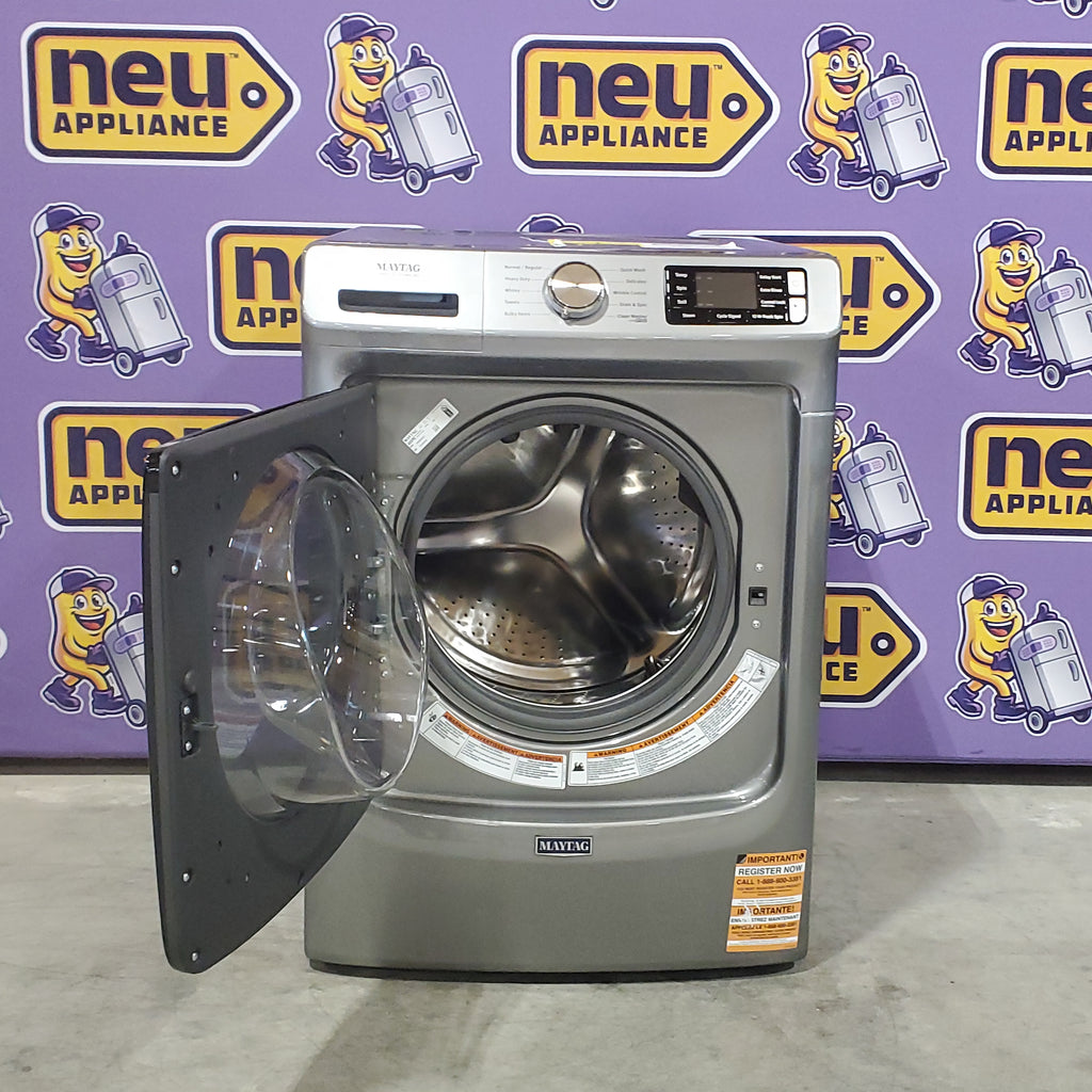 Maytag 4.5-cu ft High Efficiency Stackable Steam Cycle Front-Load Washer MHW5630HC - Scratch & Dent (Minor) and Maytag 7.3-cu ft Stackable Vented ENERGY STAR Electric Dryer 16059 - MED5630HC - Scratch & Dent (Minor)