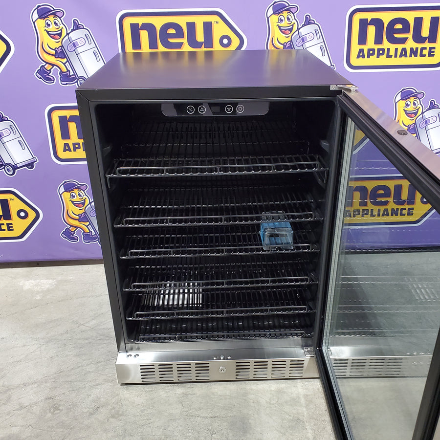 NewAir 23.5-in W 177 -Can Capacity Stainless Steel Built-in/Freestanding Indoor Beverage Refrigerator with Glass Door 251318SD1368 - ABR-1770 - Scratch & Dent (Minor)